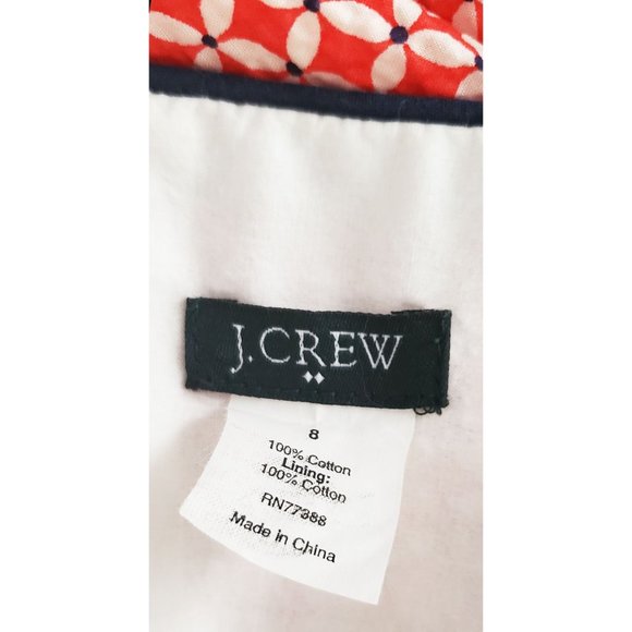 J Crew Halter Sundress Red & White Print Blue Trim V-Neck Casual Party Beach 8 - Picture 6 of 6